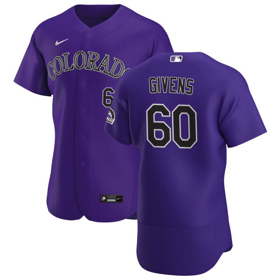 Colorado Rockies #60 Mychal Givens Men Nike Purple Alternate 2020 Authentic Player MLB Jersey